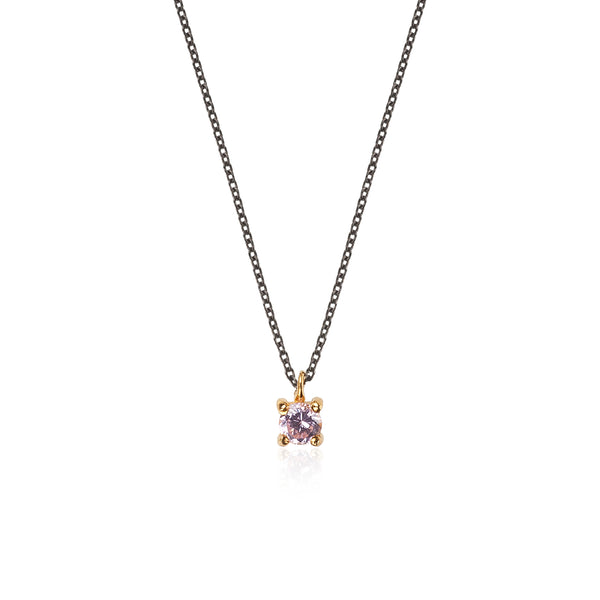 Pink Diana Necklace Κολιέ μονόπετρο χρυσό 14Κ με ροζ πέτρα