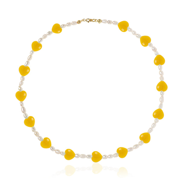 Power of Love Yellow Κολιέ με μαργαριτάρι